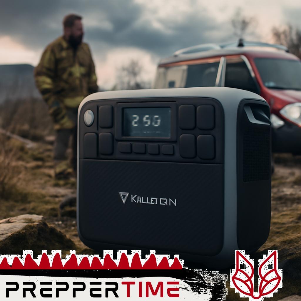 Bluetti AC200P Tragbare Powerstation mit Anschlüssen und digitalem Display.