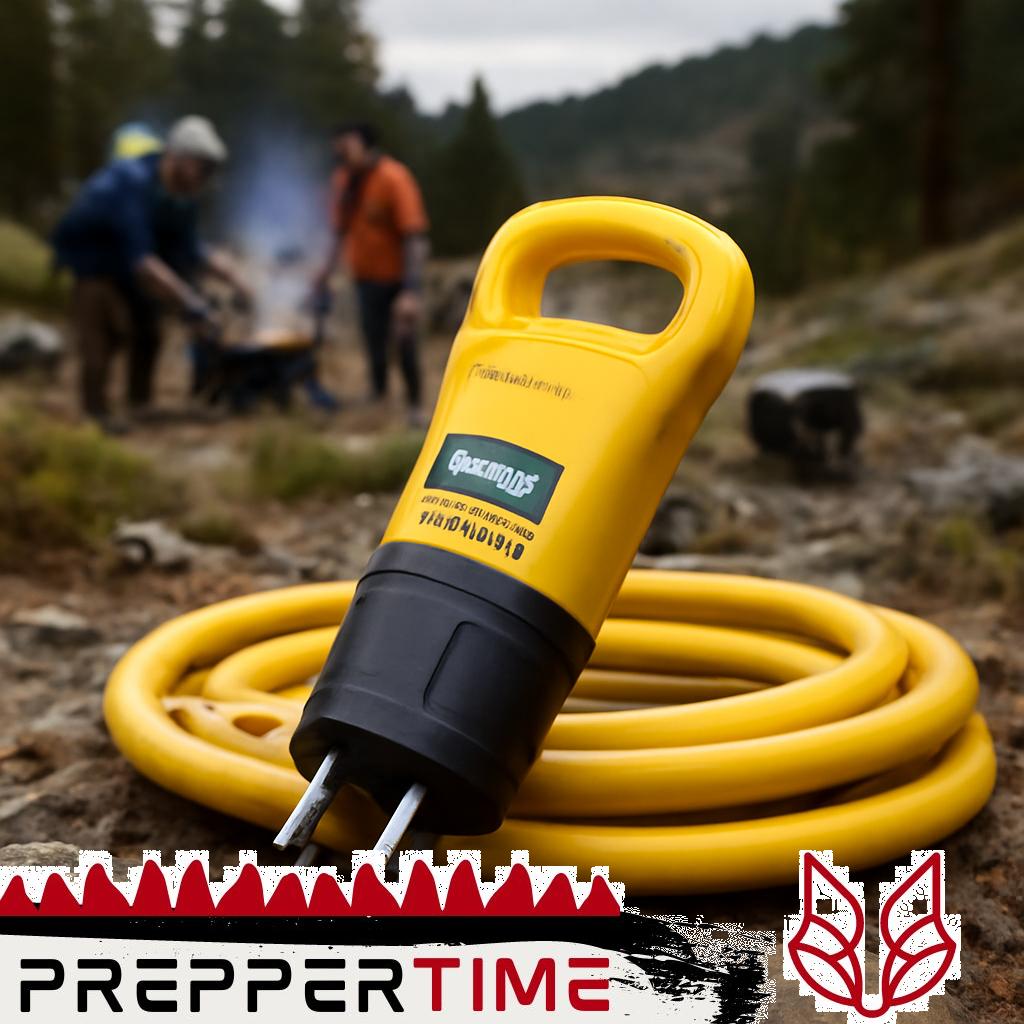 Camco Power Grip Heavy-Duty Generator-Kabel mit robustem Stecker und dicker Isolierung.